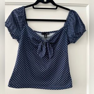 Aqua Polka Dot Short Sleeve Top Size M